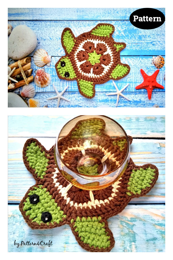 Sea Turtle Coaster Crochet Pattern