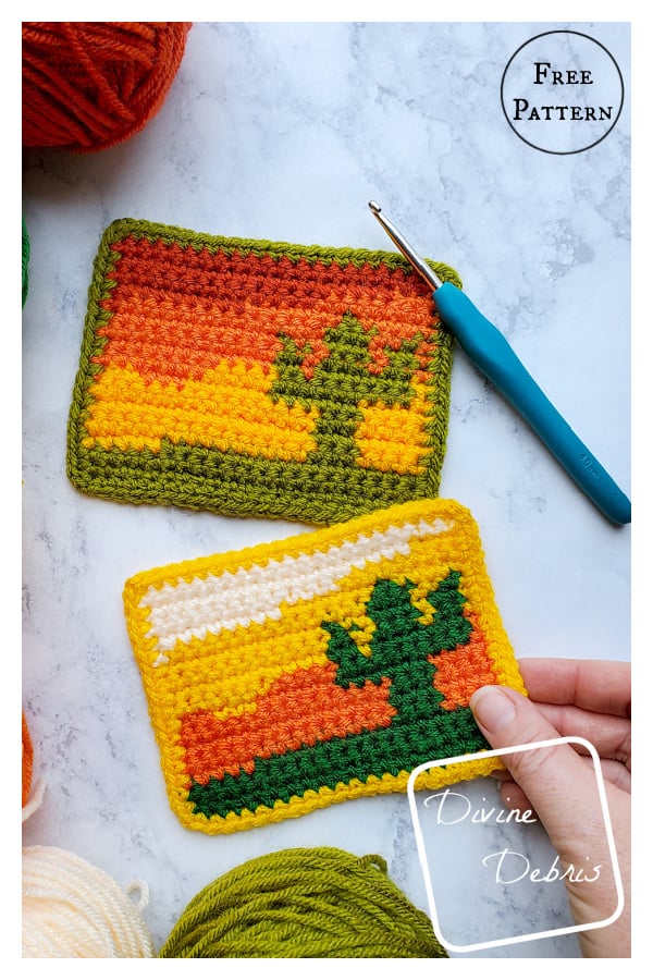 Sedona Cactus Mug Rug Free Crochet Pattern
