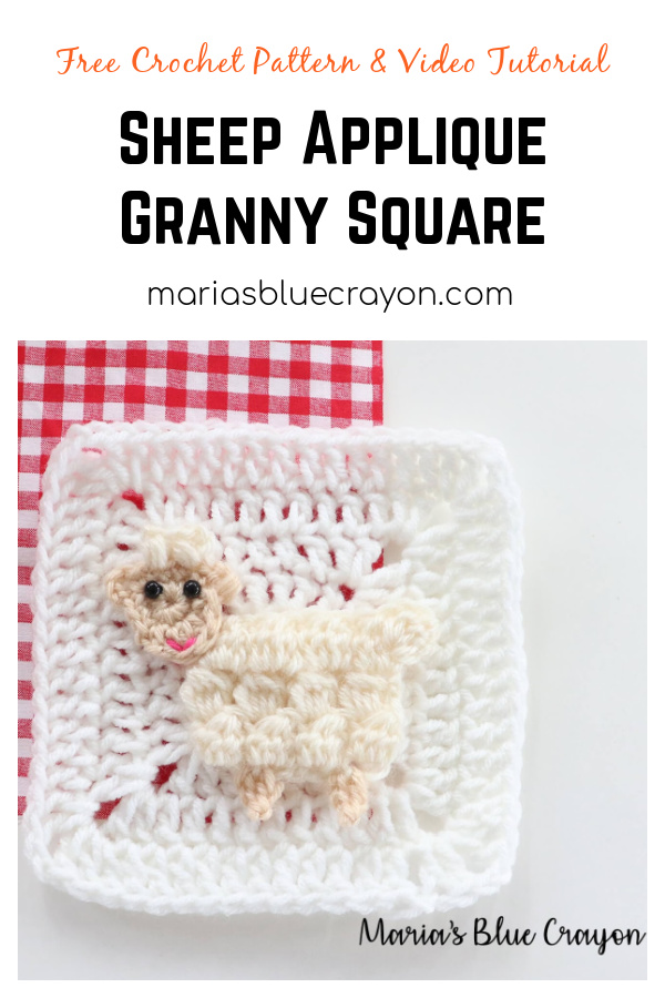 Sheep Applique Granny Square Free Crochet Pattern and Video Tutorial