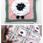 Sheep Lamb Granny Square Blanket Free Crochet Pattern