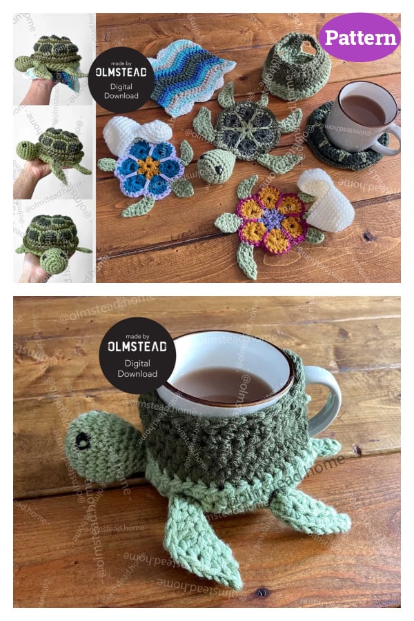 Shellsea Crochet Turtle Coaster Set Crochet Pattern