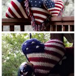 Small American Flag Heart Pillow Crochet Pattern