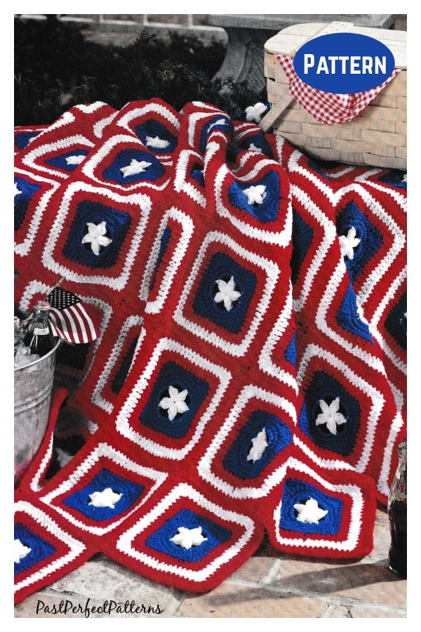 Stars and Stripes Afghan Throw Crochet Pattern