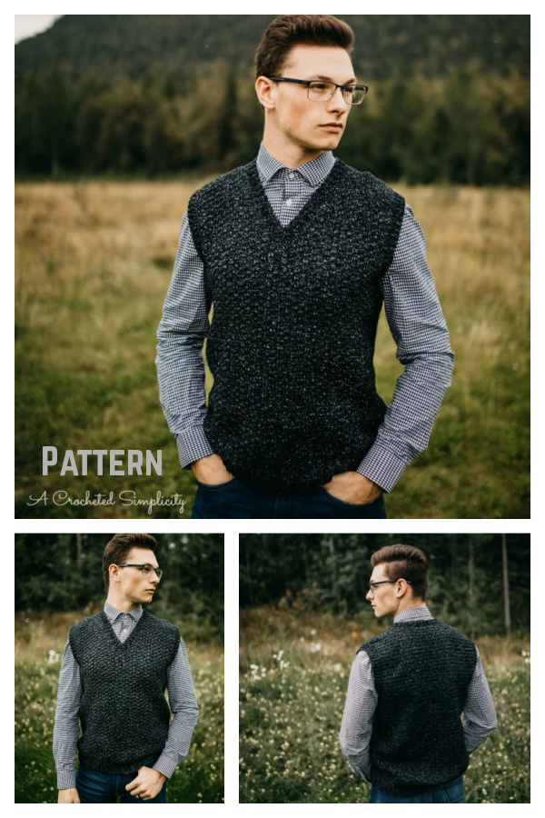 Summit Men's Sweater Vest Crochet Pattern