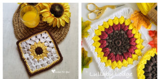 Sunflower Granny Square Free Crochet Patterns