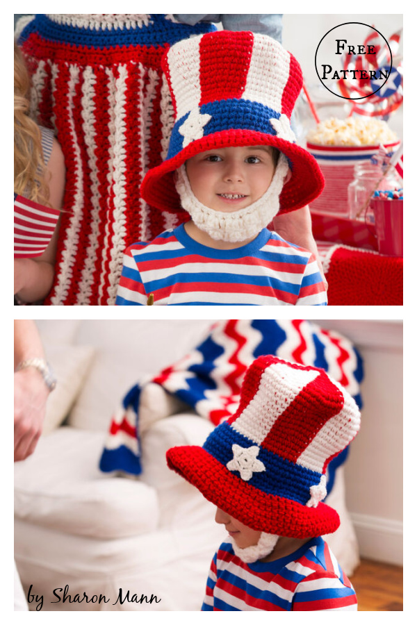 Uncle Sam Hat & Beard Free Crochet Pattern