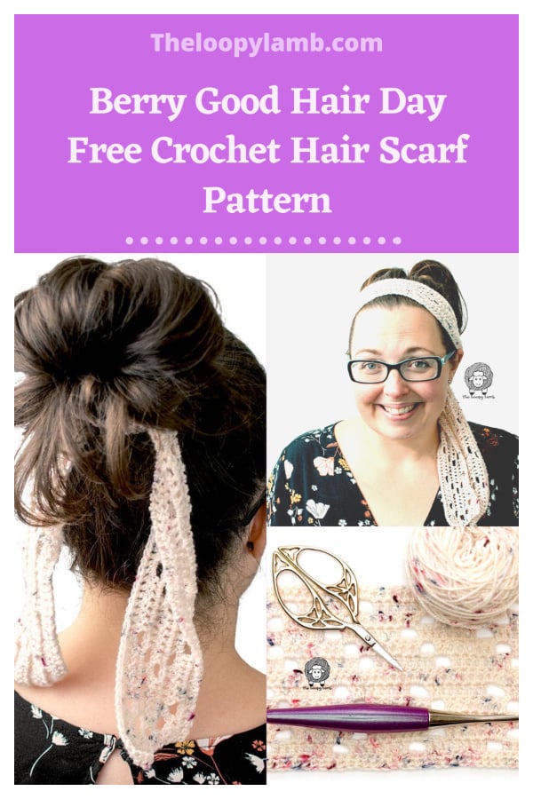 Berry Good Hair Day Hair Scarf Free Crochet Pattern