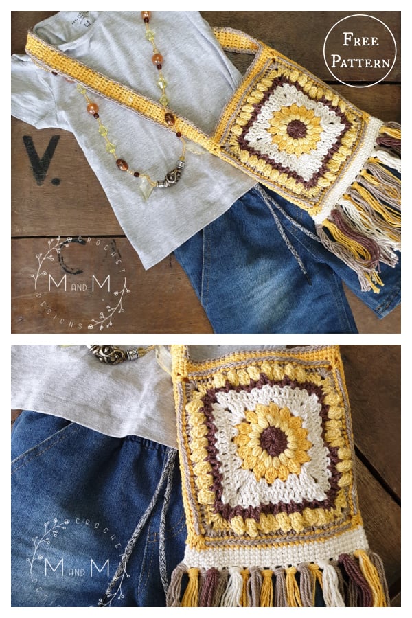 Boho Sunflower Bag Free Crochet Pattern