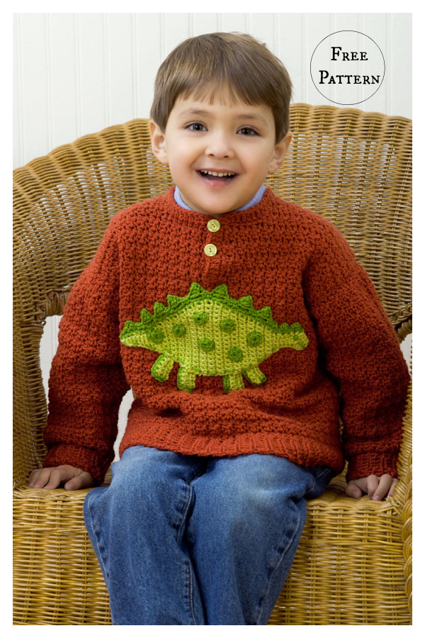 Boy's Dino Sweater Free Crochet Pattern