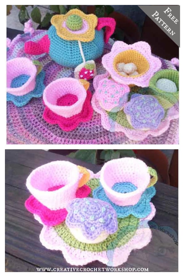 Flower Garden Tea Set Free Crochet Pattern