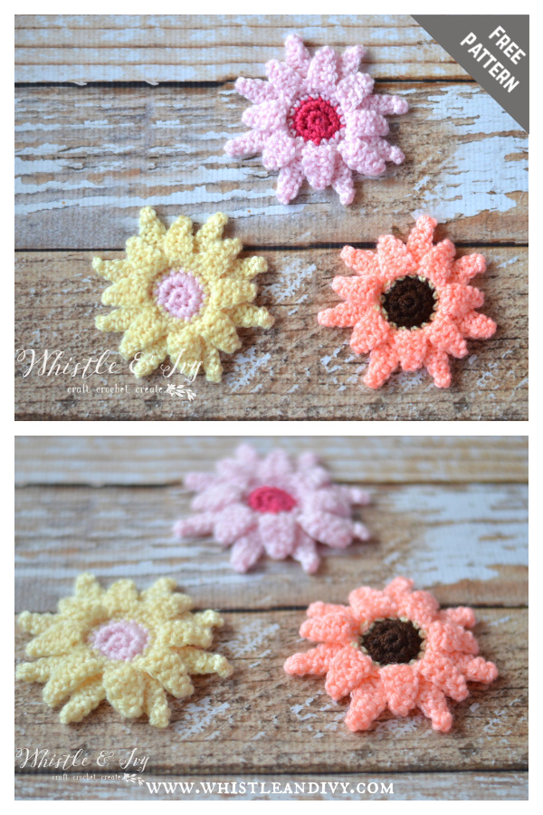 Gerbera Daisies Flower Free Crochet Pattern