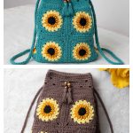 Sunflower Drawstring Backpack Crochet Pattern