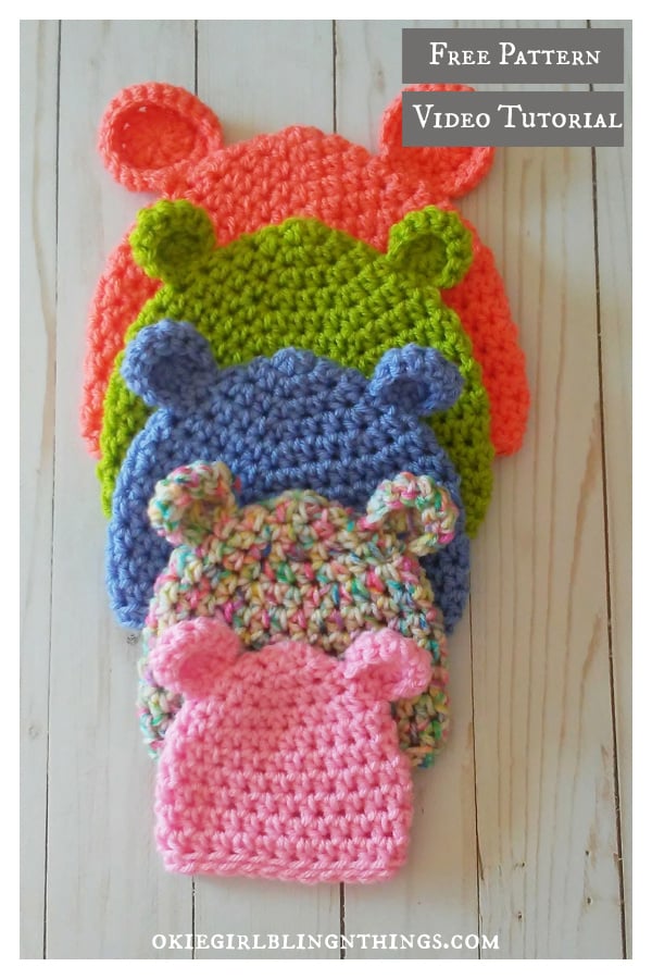 Baby Bear Hat Free Crochet Pattern and Video Tutorial