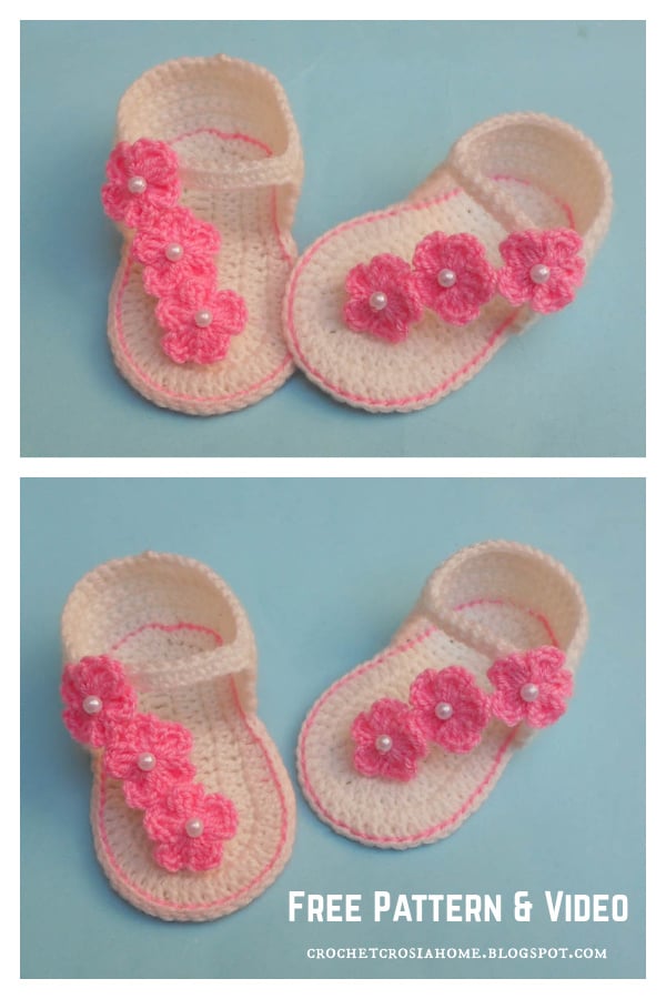 Baby Flap Summer Sandals Free Crochet Pattern and Video Tutorial