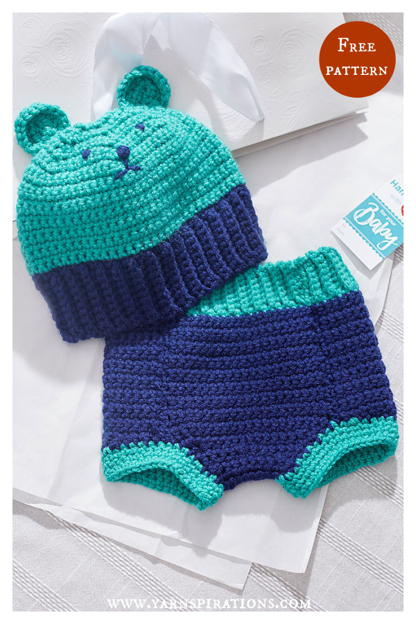 Bear Hat and Diaper Cover Free Crochet Pattern