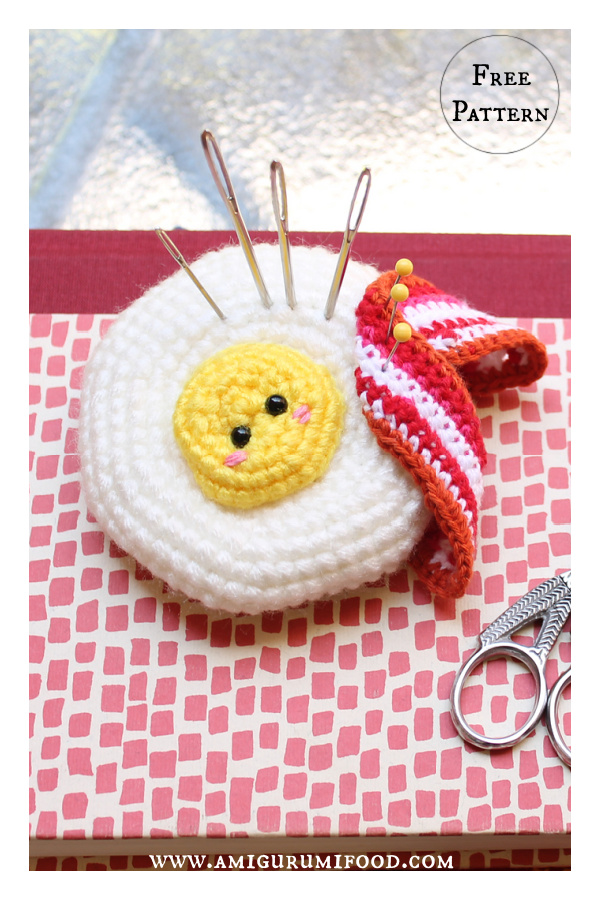 Fried Egg Amigurumi Pincushion Free Crochet Pattern