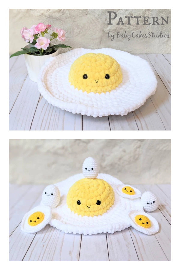 Fuzzy Fried Egg Amigurumi Crochet Pattern