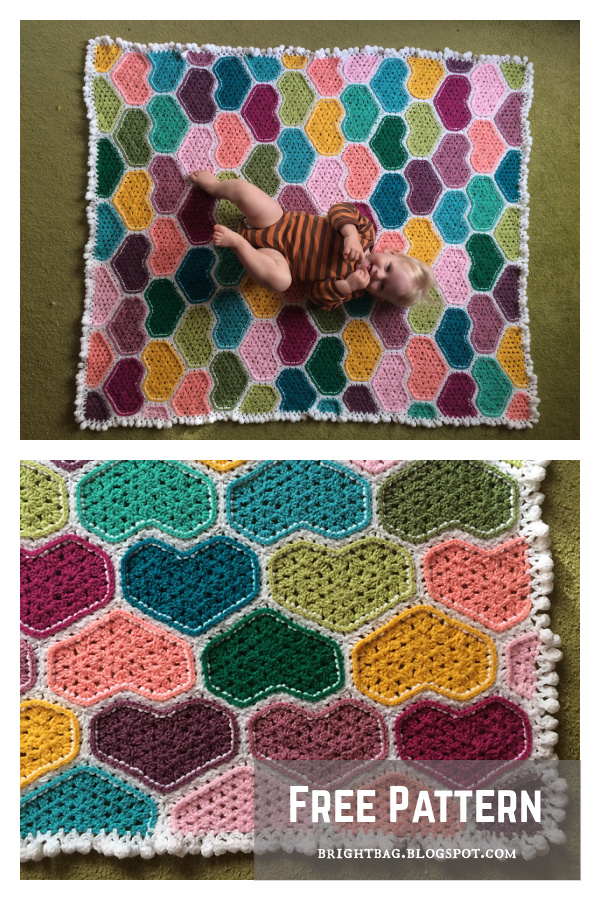Granny Heart Blanket Free Crochet Pattern