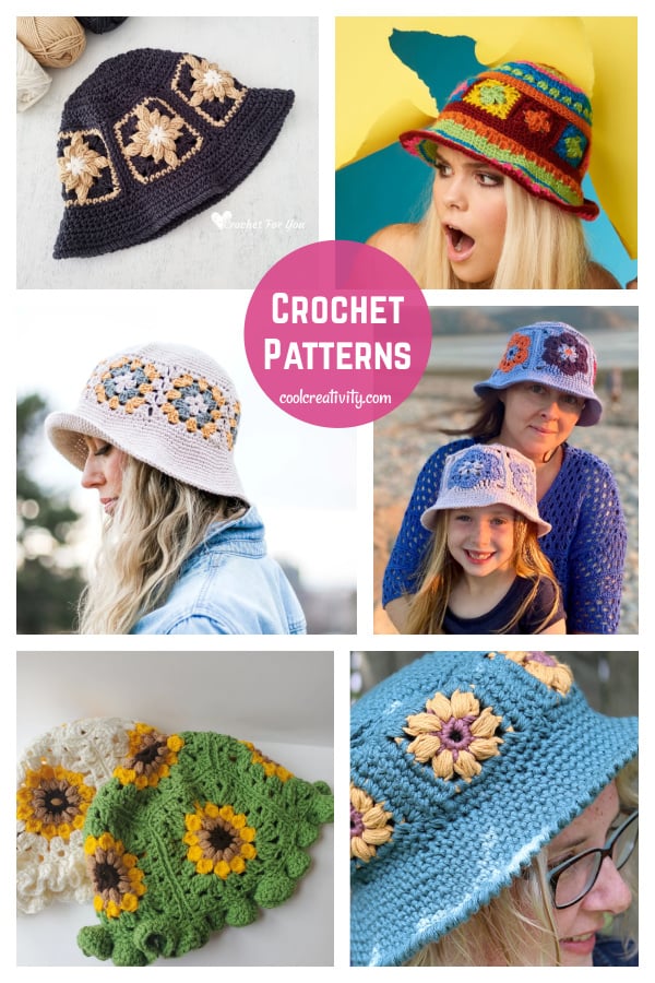 Granny Square Bucket Hat Crochet Patterns 