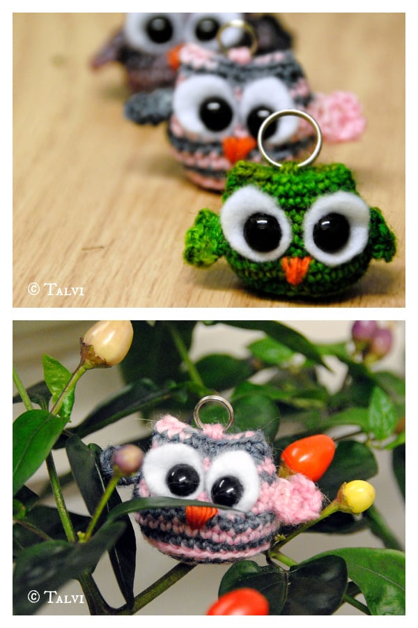 Little Owl Keychain Free Crochet Pattern 