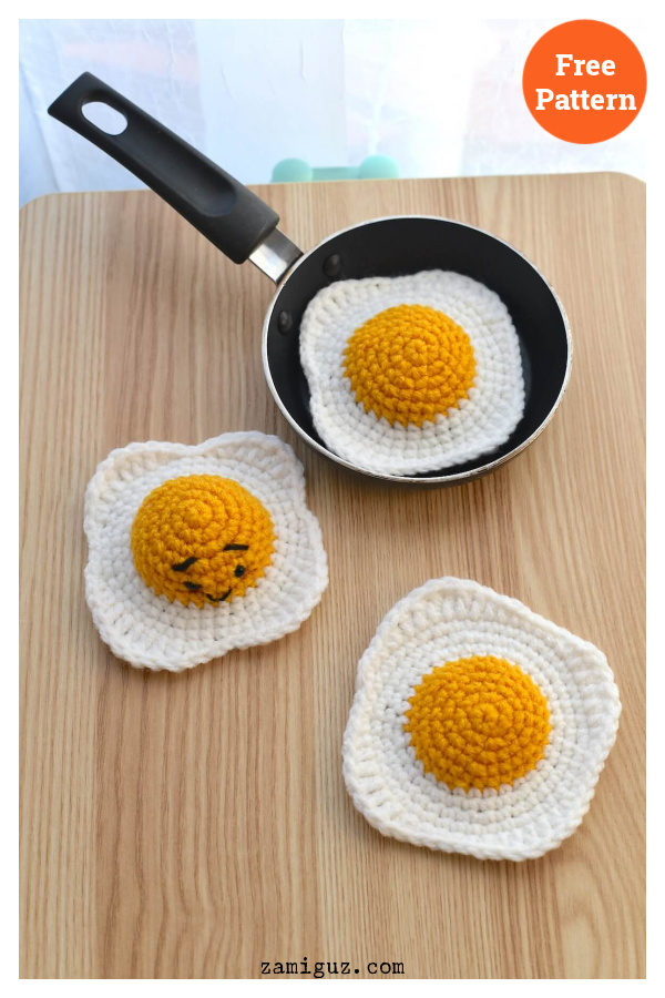 Realistic Fried Egg Free Crochet Pattern