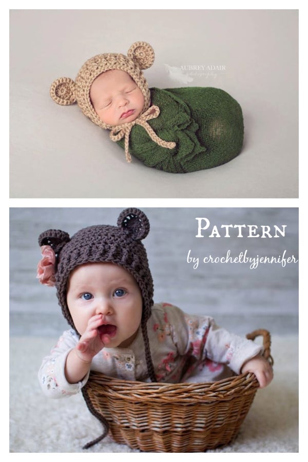 Ribbed Baby Bear Bonnet Hat Crochet Pattern