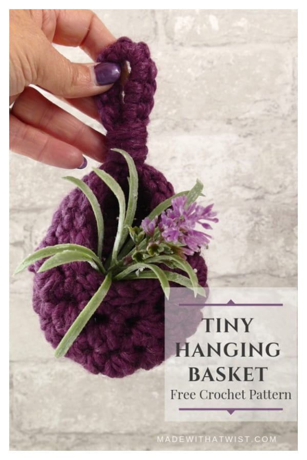 Tiny Hanging Teardrop Basket Free Crochet Pattern