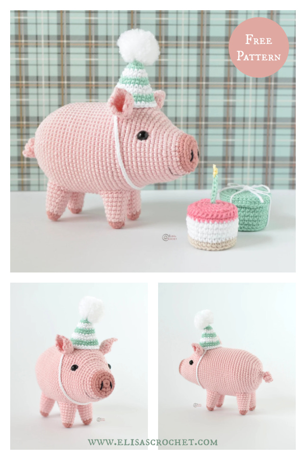 Birthday Piglet Amigurumi Free Crochet Pattern 