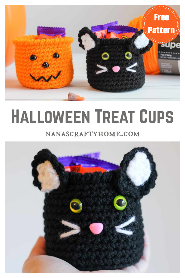 Halloween Treat Cups Set Free Crochet Pattern