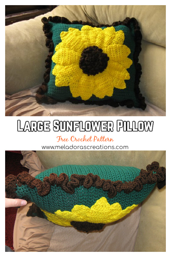 Large Sunflower Pillow Free Crochet Pattern