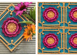 Oriental Flower Square Free Crochet Pattern