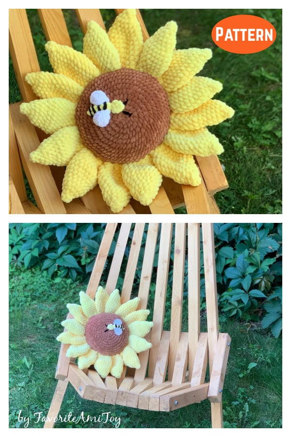 Plush Pillow Sunflower and Bee Crochet Pattern