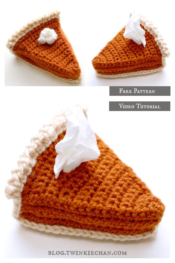 Pumpkin Pie Tissue Holder Free Crochet Pattern and Video Tutorial