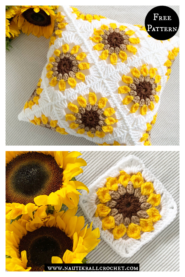 Solig Sunflower Pillow Free Crochet Pattern