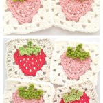 Strawberry Granny Square Free Crochet Pattern