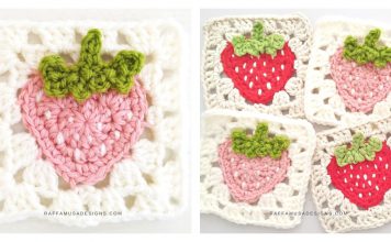 Strawberry Granny Square Free Crochet Pattern
