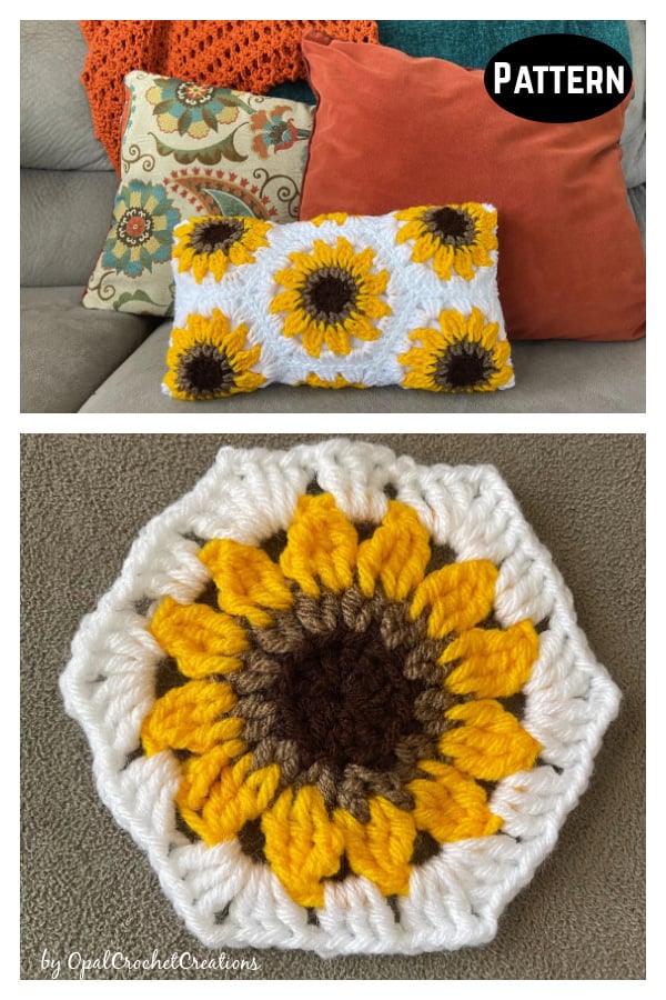 Sunflower Hexagon Throw Pillow Crochet Pattern