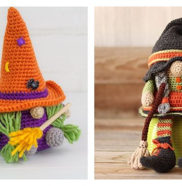 Witch Gnome and Broom Free Crochet Pattern