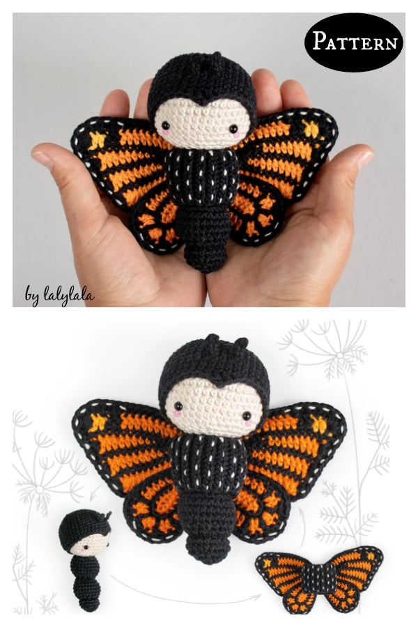 Amigurumi Monarch Butterfly Baby Rattle Crochet Pattern