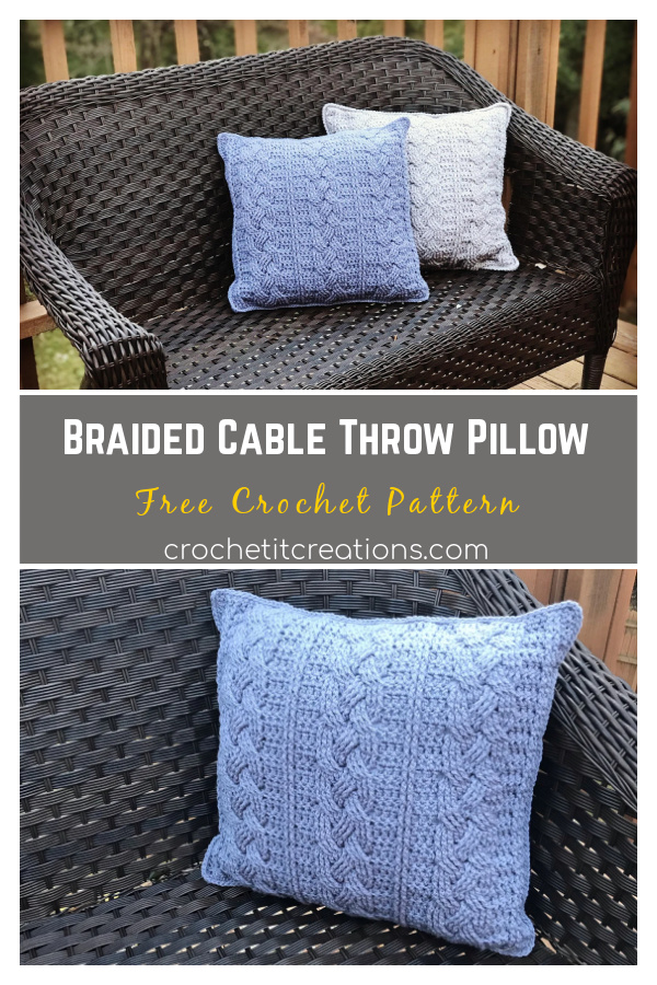 Braided Cable Throw Pillow Free Crochet Pattern