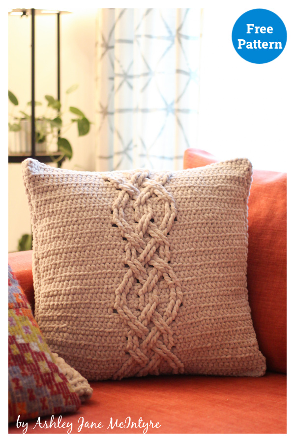 Cabled Cushion Cover Free Crochet Pattern