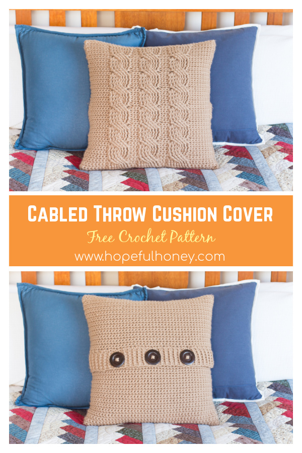 Cabled Throw Cushion Cover Free Crochet Pattern
