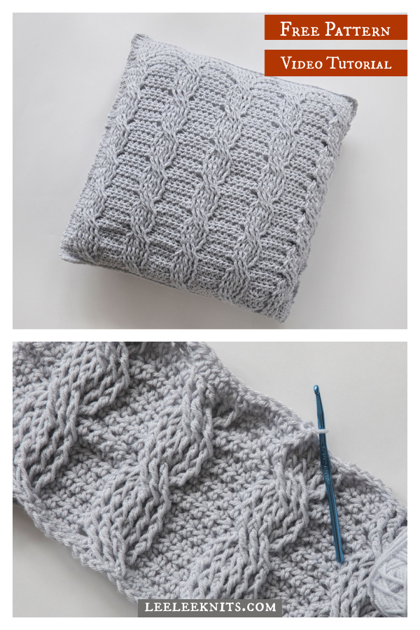Cabled Throw Pillow Free Crochet Pattern and Video Tutorial