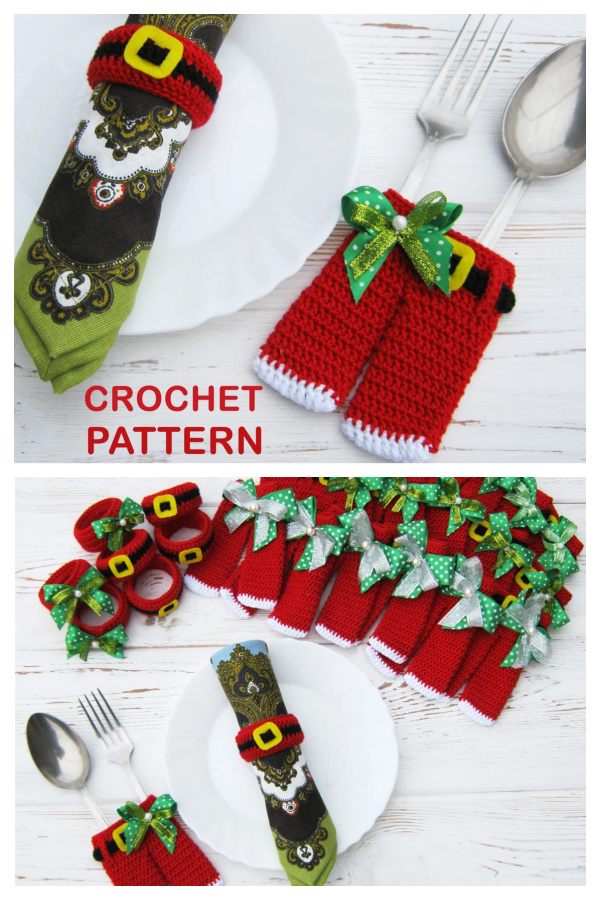 Santa's Pants and Christmas Napkin Ring Crochet Pattern 