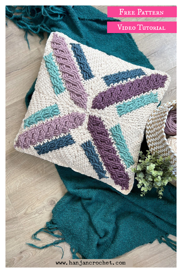 Cross Cable Pillow Free Crochet Pattern and Video Tutorial