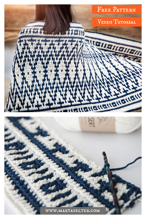 Mosaic Blanket Wrap Free Crochet Pattern and Video Tutorial 