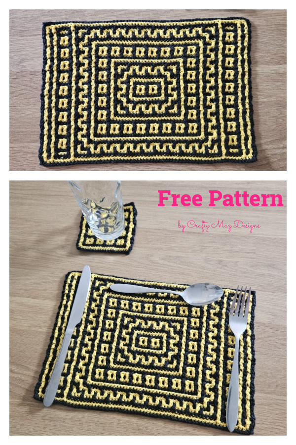 Mosaic Coaster and Placemat Free Crochet Pattern