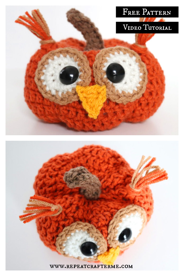 Owl Pumpkin Free Crochet Pattern and Video Tutorial