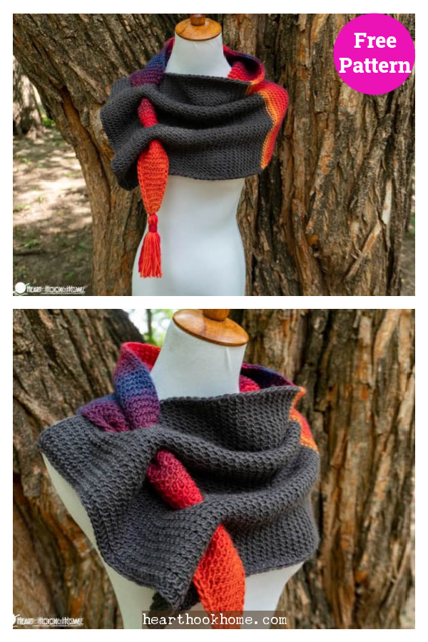 Tunisian Comet Keyhole Scarf Free Crochet Pattern