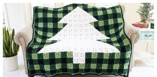 Winter Tree Plaid Blanket Free Crochet Pattern